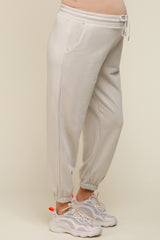 Grey Drawstring Maternity Sweatpants