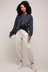 Grey Drawstring Maternity Sweatpants