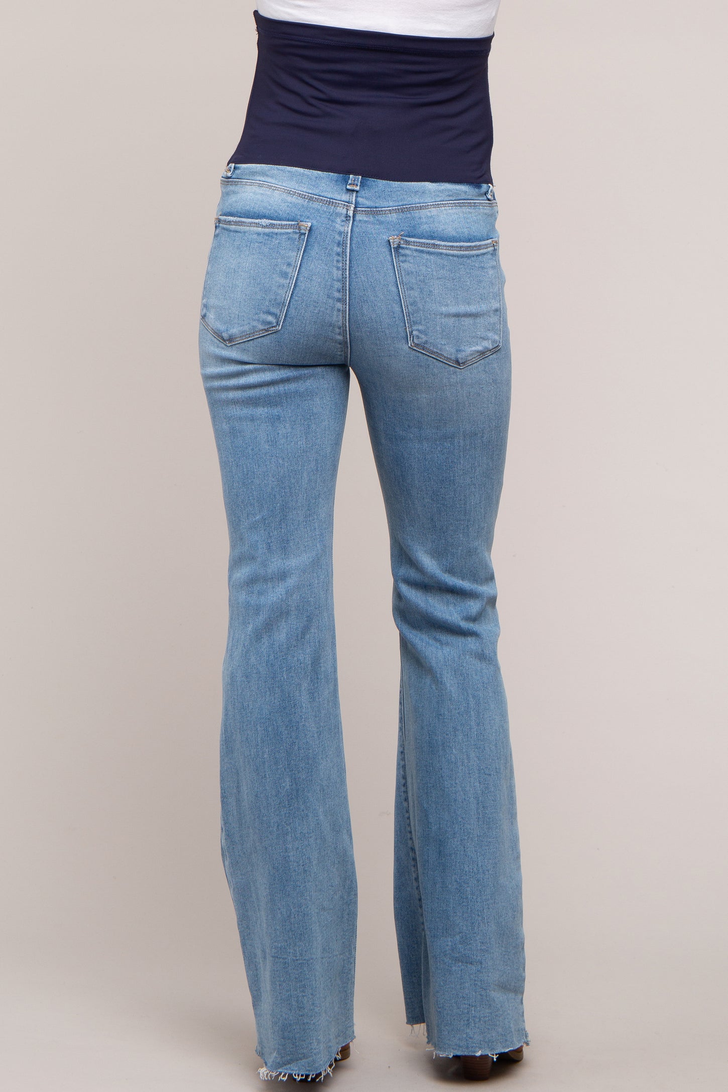 Blue Bootcut Raw Hem Maternity Jeans