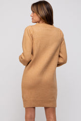 Camel Chunky Knit Sweater Dress