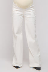 Cream Wide Leg Maternity Jeans