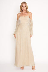 Gold Off Shoulder Maxi Dress