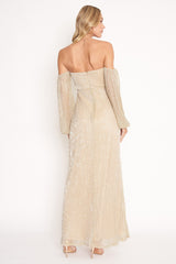 Gold Off Shoulder Maxi Dress