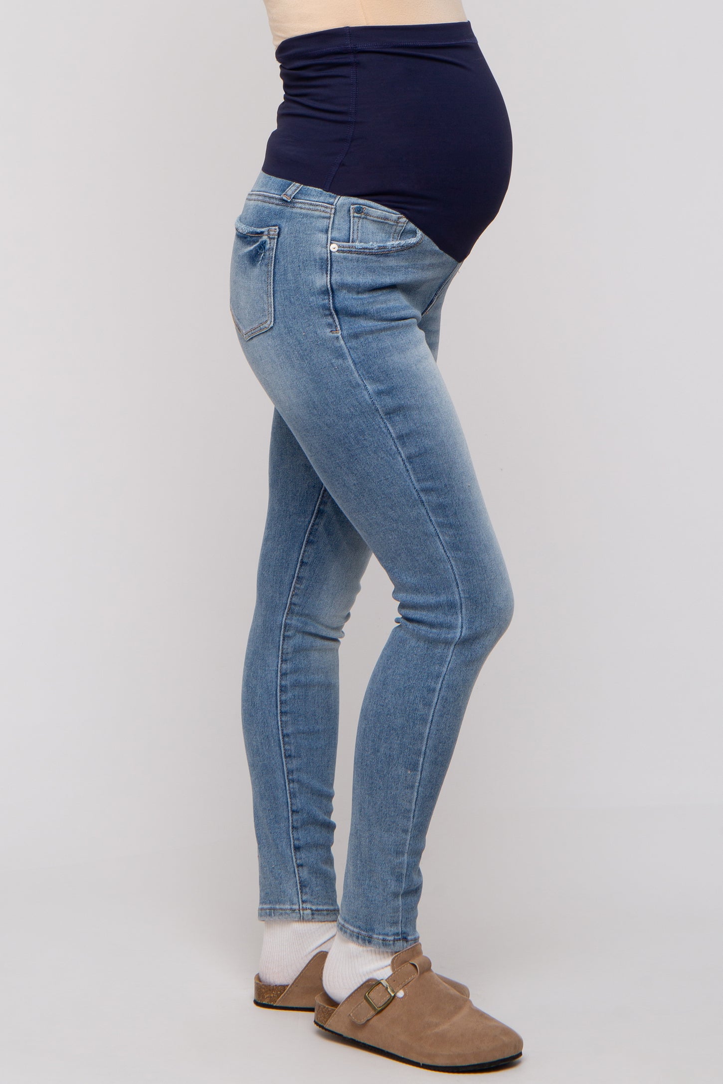 Blue Skinny Crop Maternity Jeans