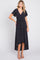 Navy Printed High-Low Hem Wrap Dress