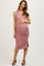 Mauve Sleeveless Ribbed Ruched Maternity Dress