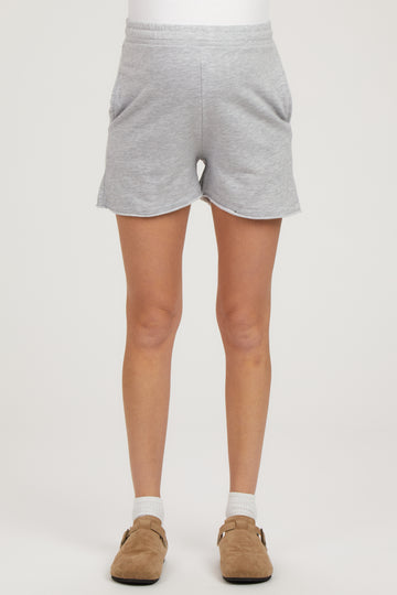 Grey Raw Edge Maternity Sweat Shorts