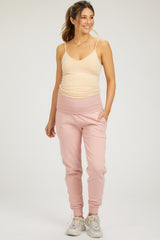 Light Pink Slim Fit Maternity Joggers