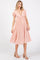 Peach Floral V-Neck Short Sleeve Dress