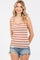 Rust Striped Ribbed Sleeveless Top