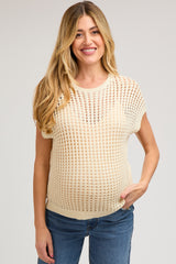 Cream Open Knit Maternity Top
