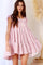 Mauve Gingham Print Tiered Babydoll Mini Dress
