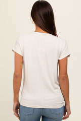 Ivory Striped V-Neck Maternity Short Sleeve Top